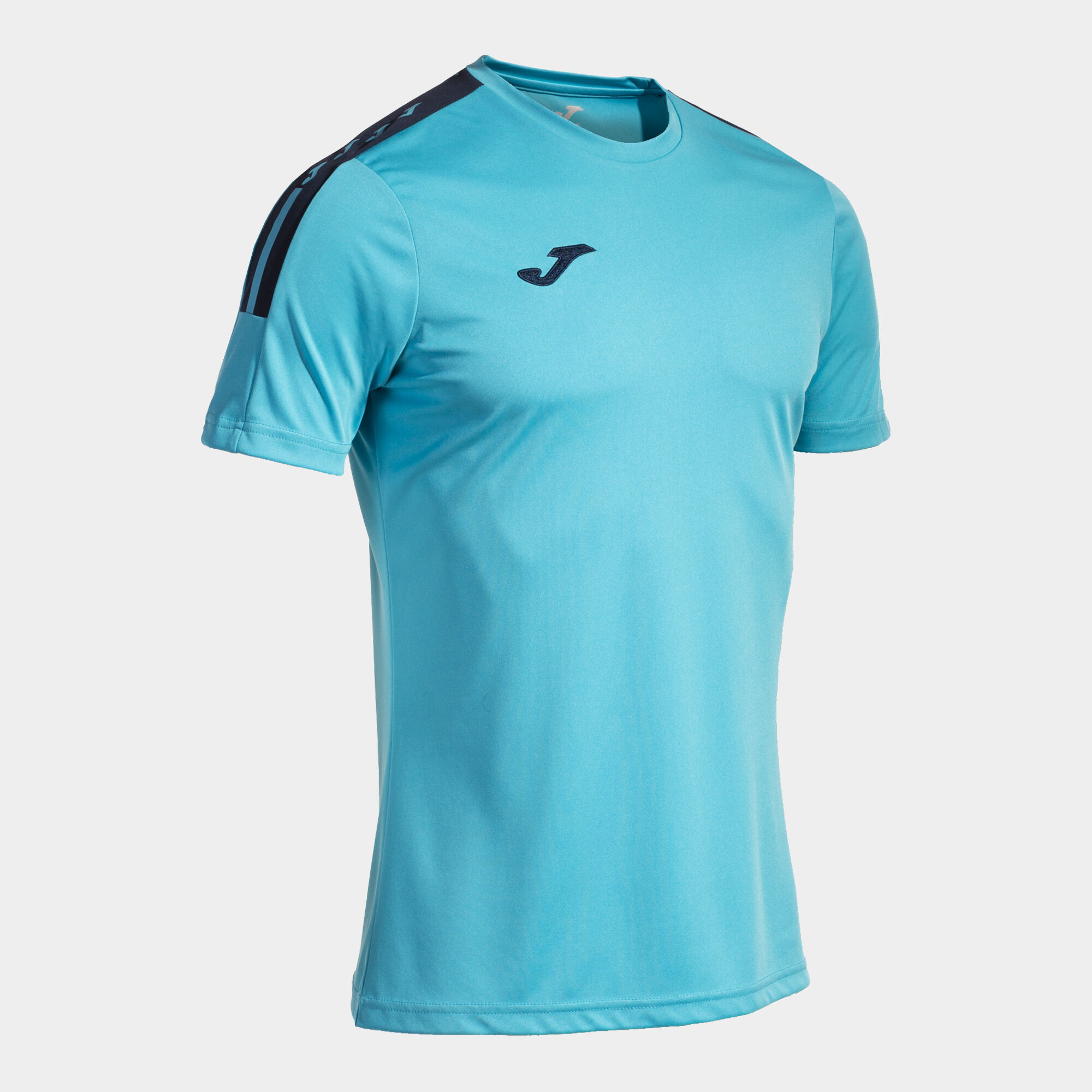 Shirt short sleeve man Olimpiada fluorescent turquoise navy blue