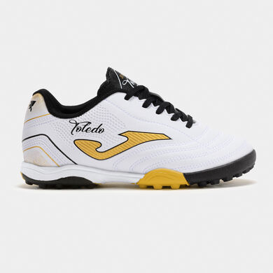 Ghete fotbal Toledo Jr 25 mochetă - turf junior alb