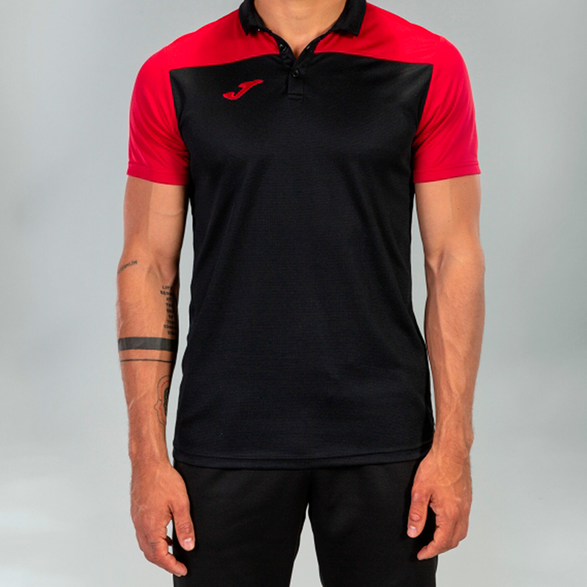 POLO MANCHES COURTES HOMME HOBBY II NOIR ROUGE
