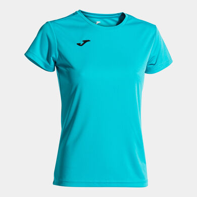 Camiseta manga corta mujer Combi turquesa fl&uacute;or