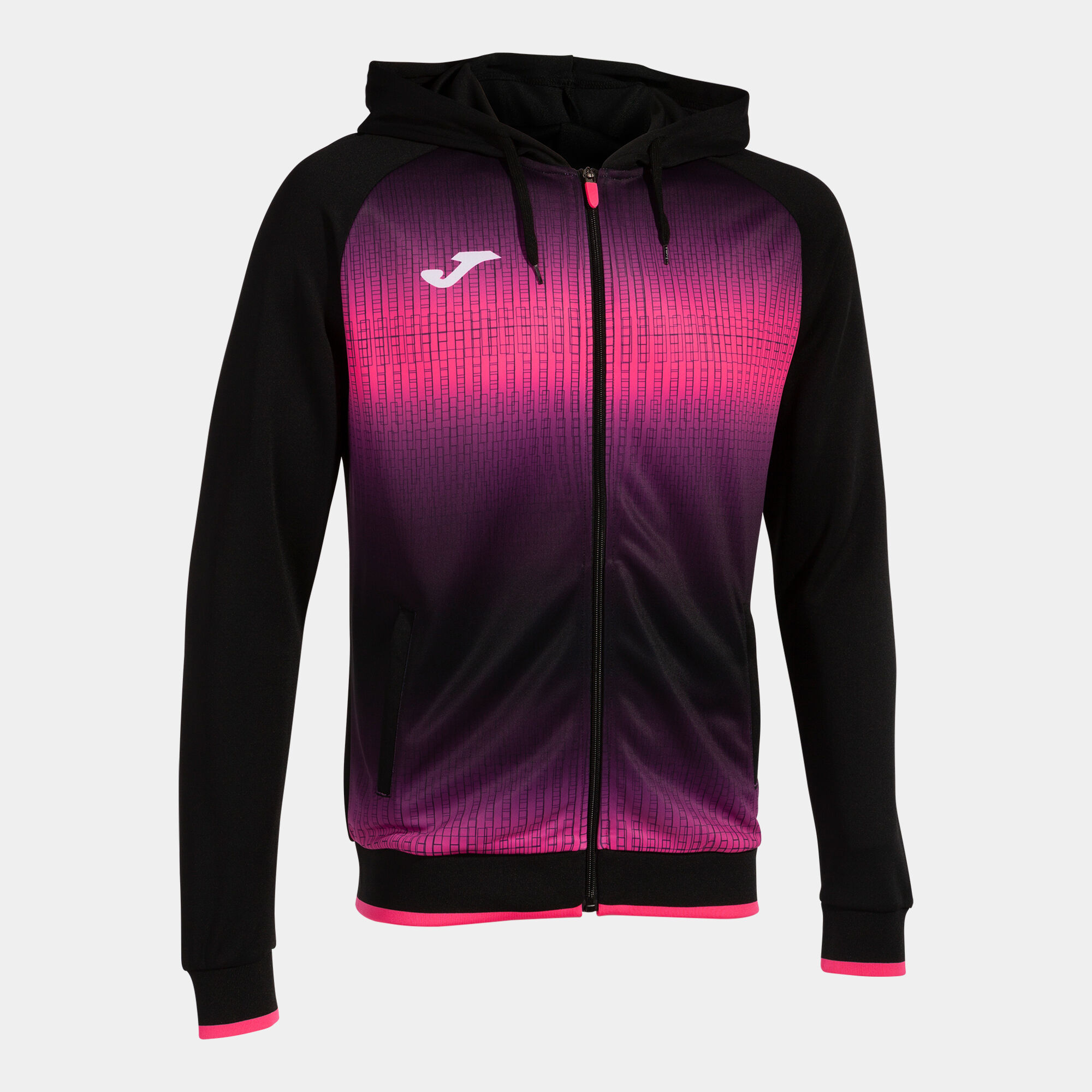 Hooded jacket man Tiger V black fluorescent pink