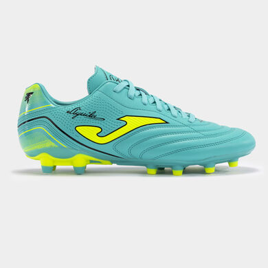 Chuteiras Aguila 24 terreno forme FG azul-turquesa fluorescente amarelo