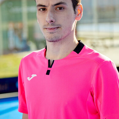 Shirt short sleeve man Ranking fluorescent pink black