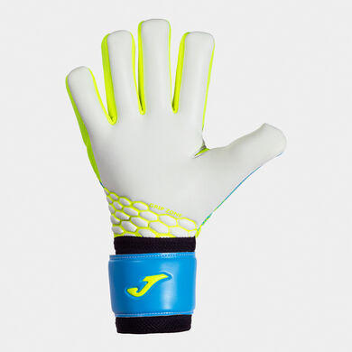 Guantes portero f&uacute;tbol Premier azul verde fl&uacute;or
