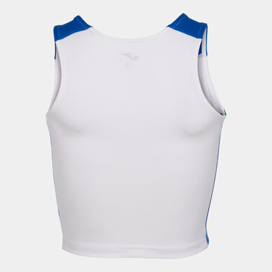 Top mulher Record II branco azul royal