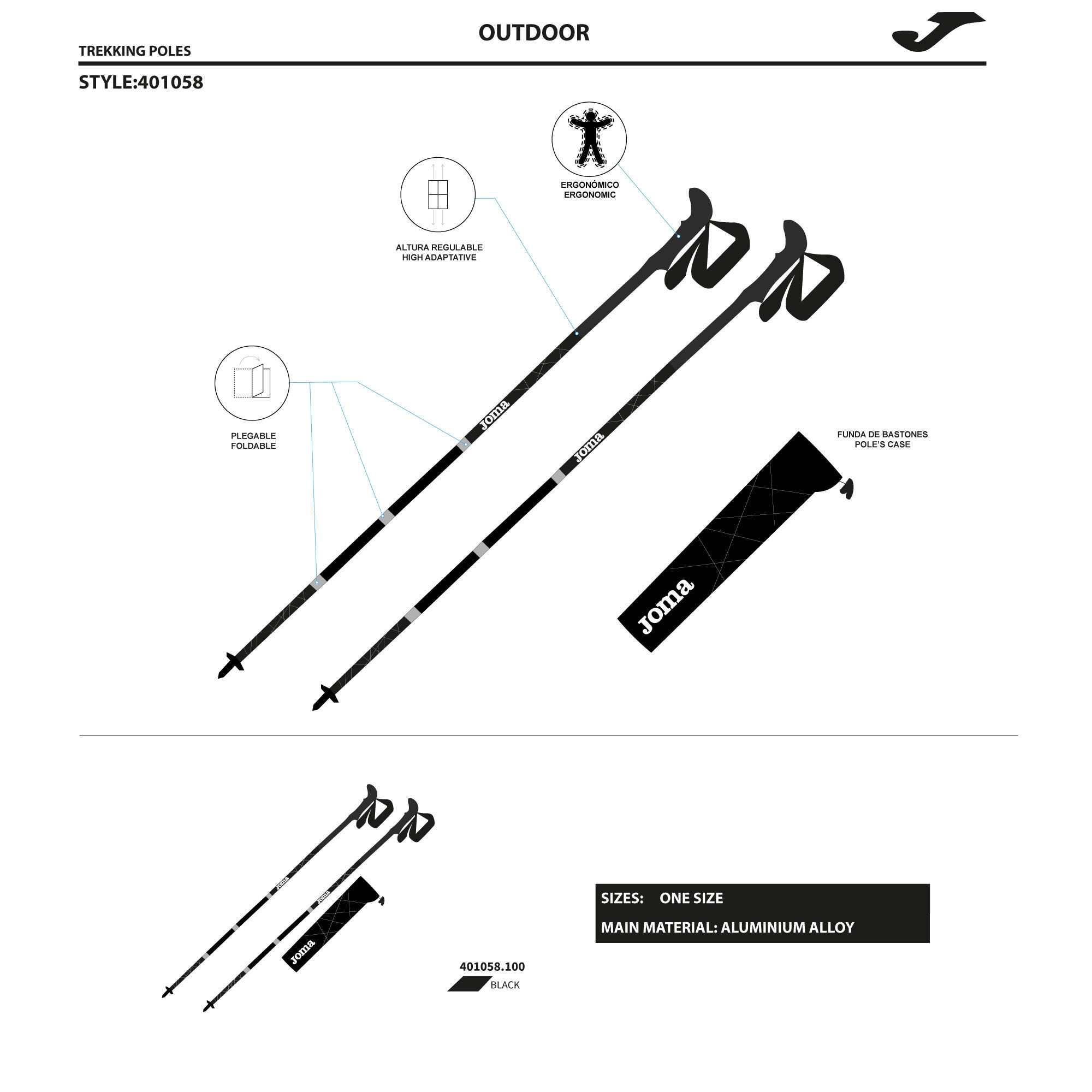 Trekking shop poles size