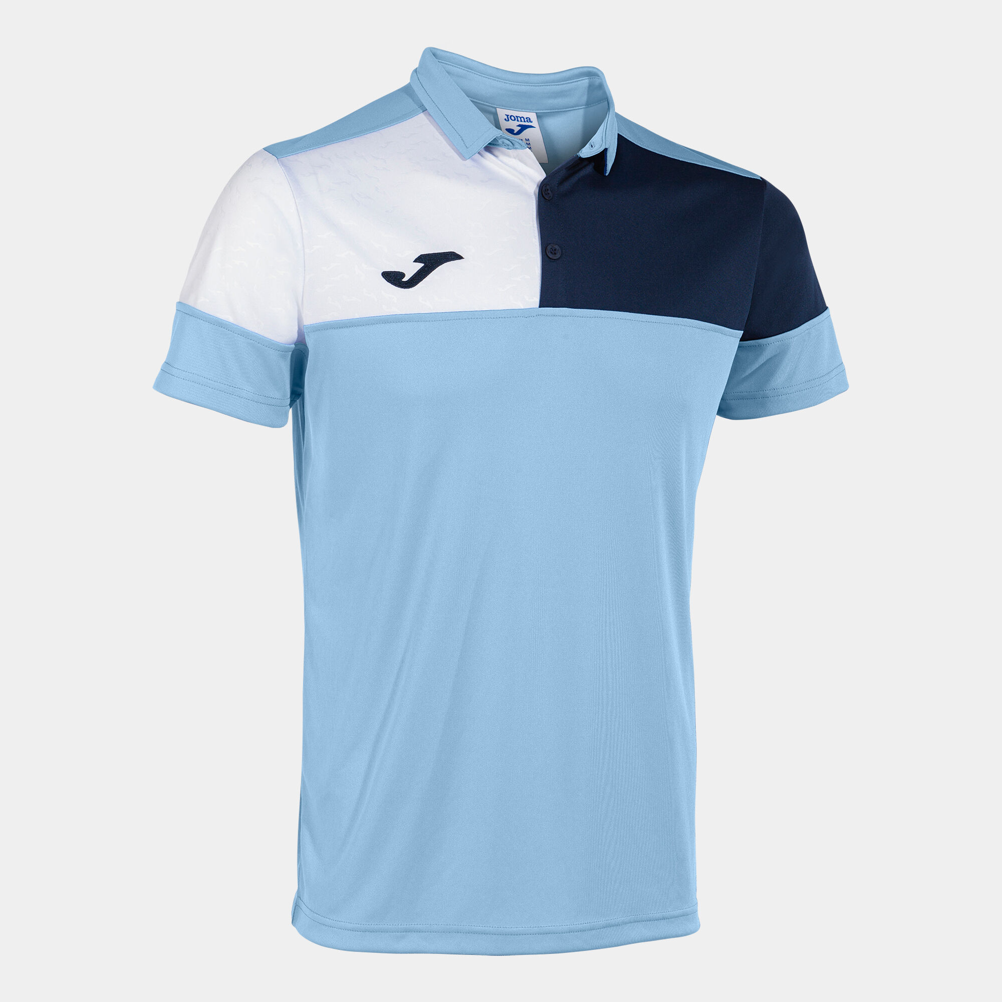 Polo shirt short-sleeve man Crew V sky blue navy blue