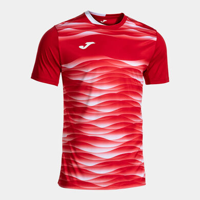T-shirt manga curta homem Performance vermelho branco