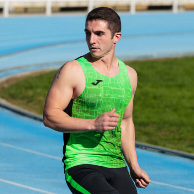 Camiseta tirantes hombre Elite VIII negro verde flúor