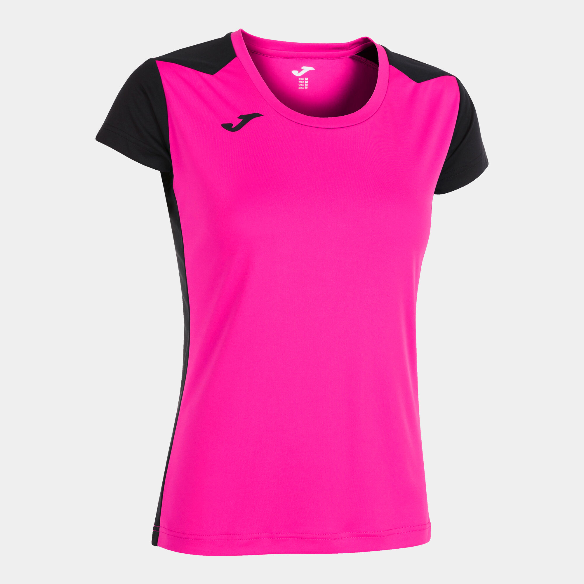 MAILLOT MANCHES COURTES FEMME RECORD II ROSE FLUO NOIR