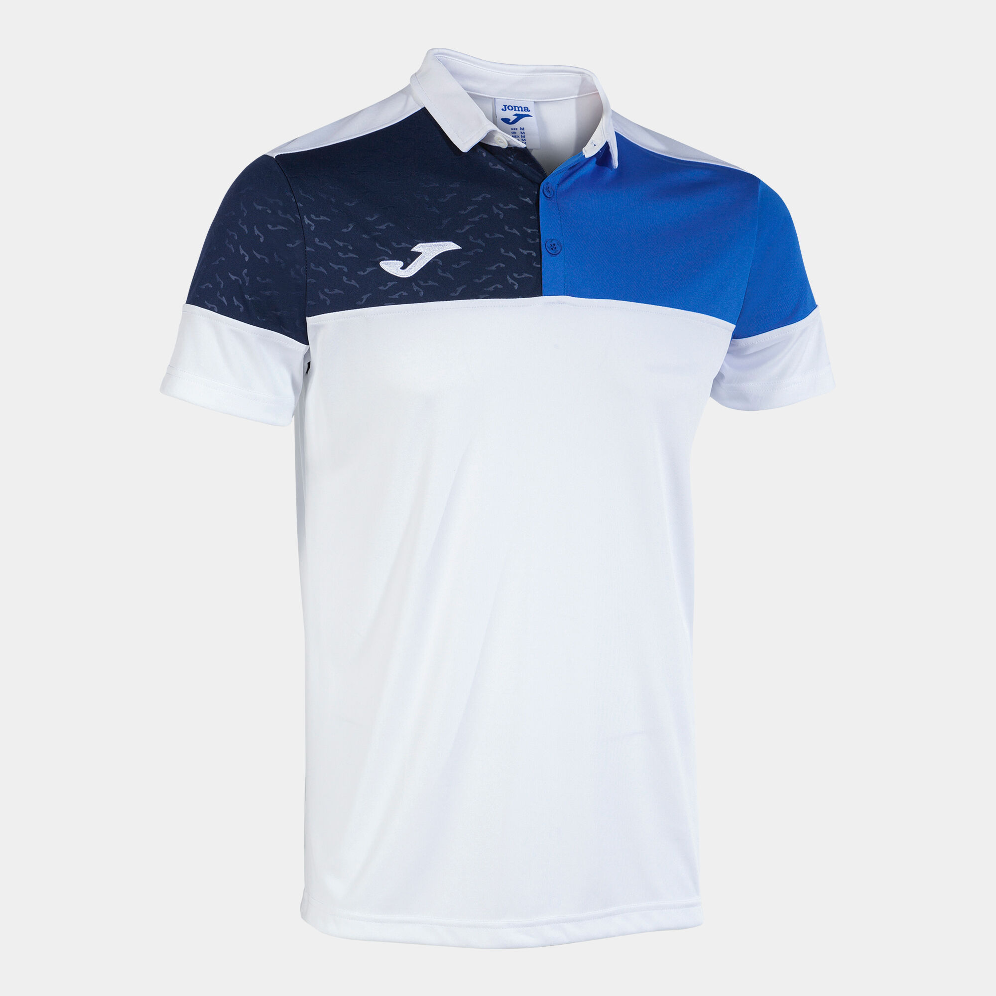 Polo shirt short-sleeve man Crew V white royal blue
