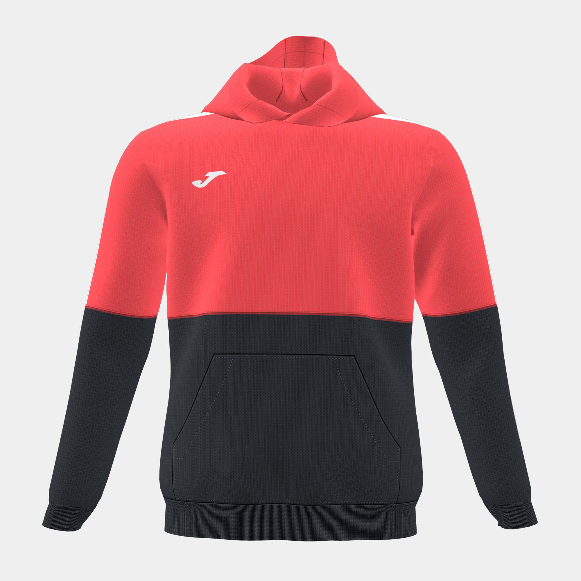 HOODED SWEATER JUNIOR PART BLACK FLUORESCENT CORAL