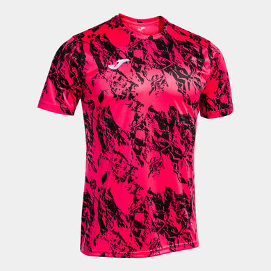 Maglia a manica corta uomo Lion rosa fluorescente nero