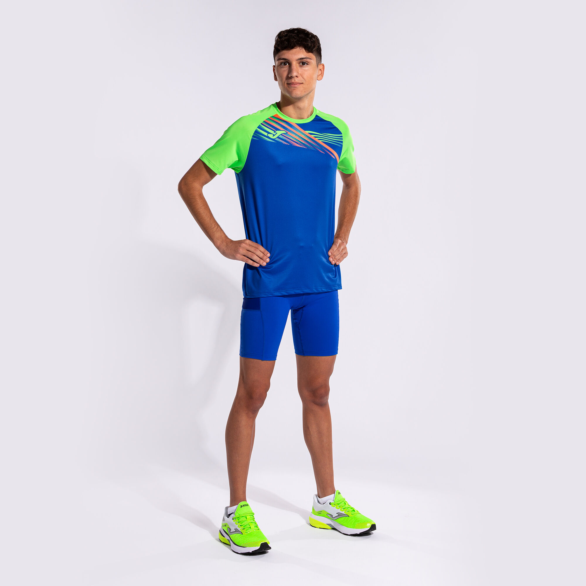 JOMA  スポーツウェア Shirt short sleeve man Elite X royal blue fluorescent green