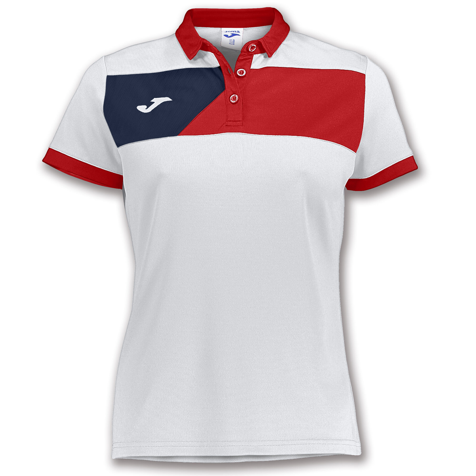 POLO MANCHES COURTES FEMME CREW II BLANC ROUGE