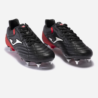 Botas fútbol Aguila Cup 23 césped artificial AG negro rojo