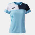CAMISETA MANGA CORTA MUJER CREW V CELESTE MARINO BLANCO