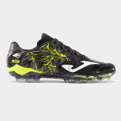 Botas fútbol Supercopa 24 césped artificial AG negro amarillo flúor