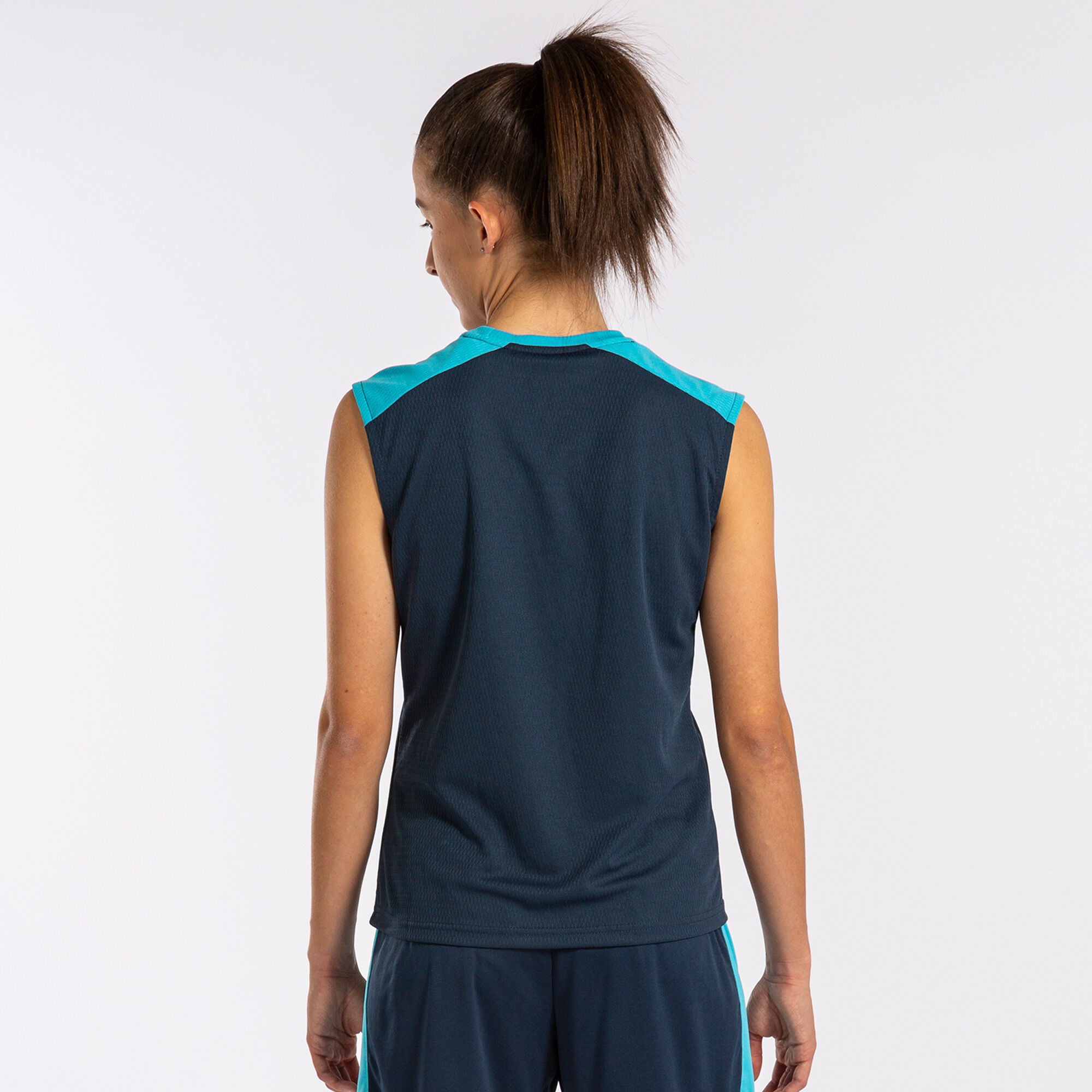 Schulterriemen-shirt frau Eco Championship marineblau neon-türkis