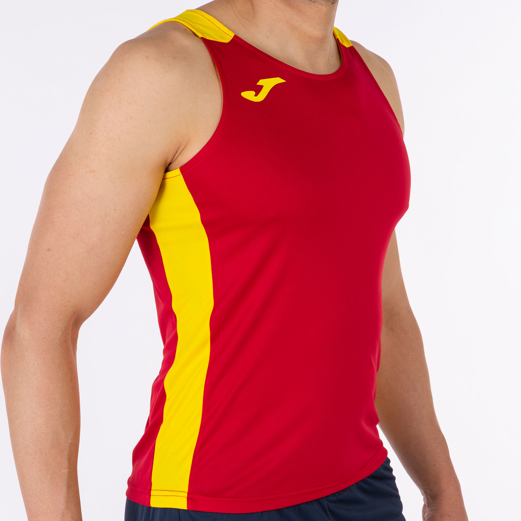 Camiseta tirantes hombre Record II rojo amarillo