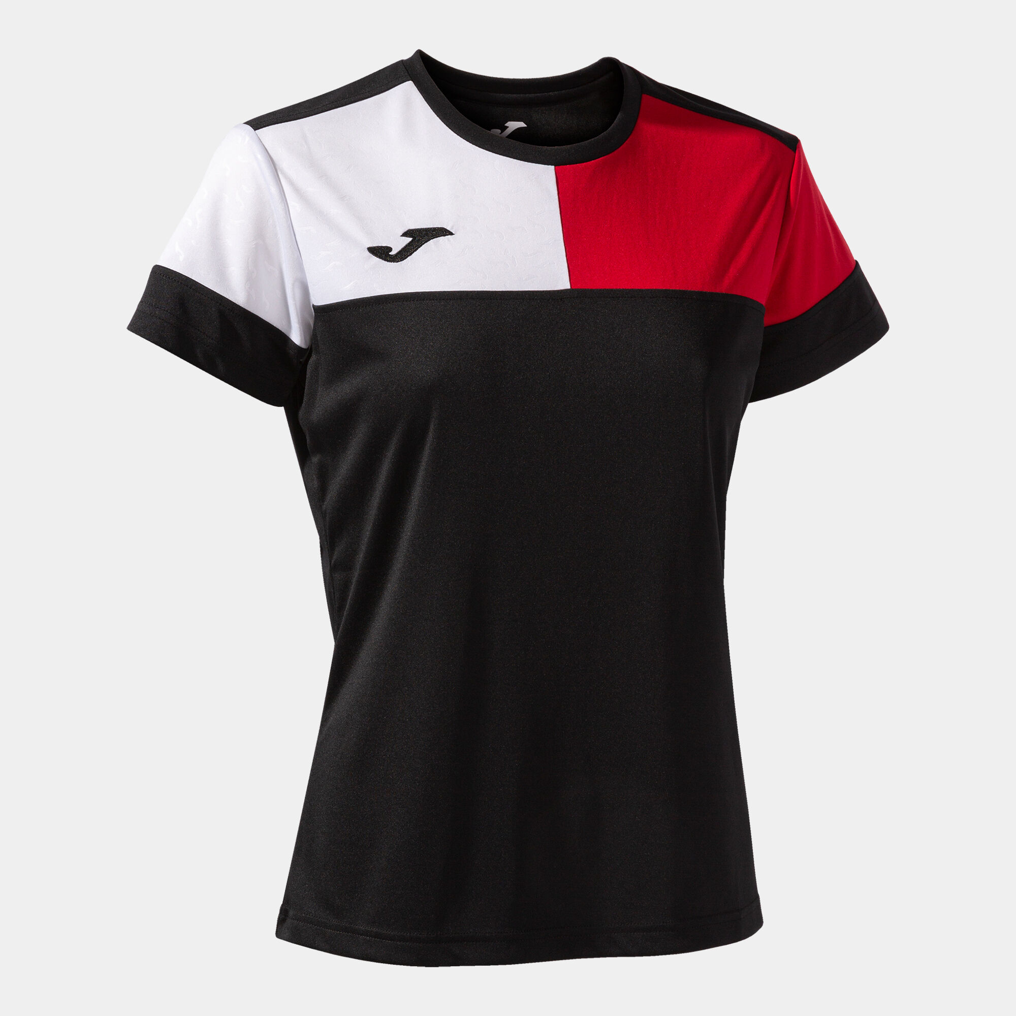 T-shirt manga curta mulher Crew V preto vermelho branco