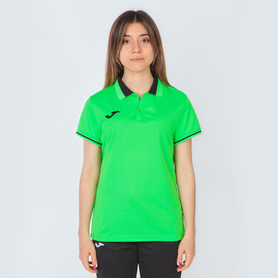 Kurzarm-poloshirt frau Championship VI neongrün schwarz