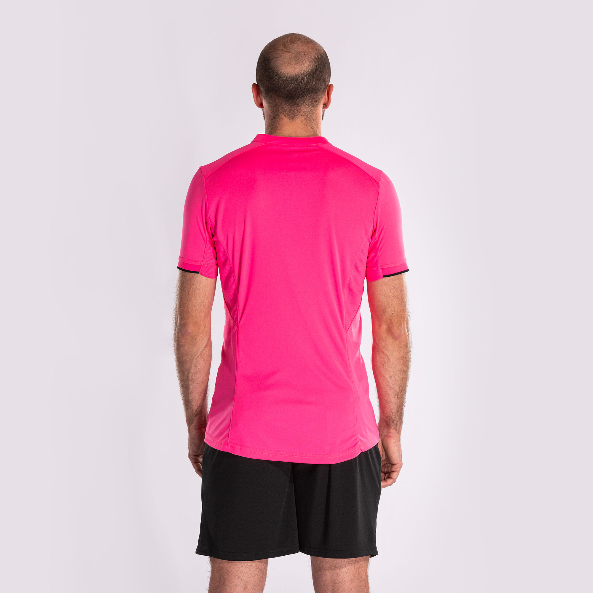 Shirt short sleeve man Referee fluorescent pink