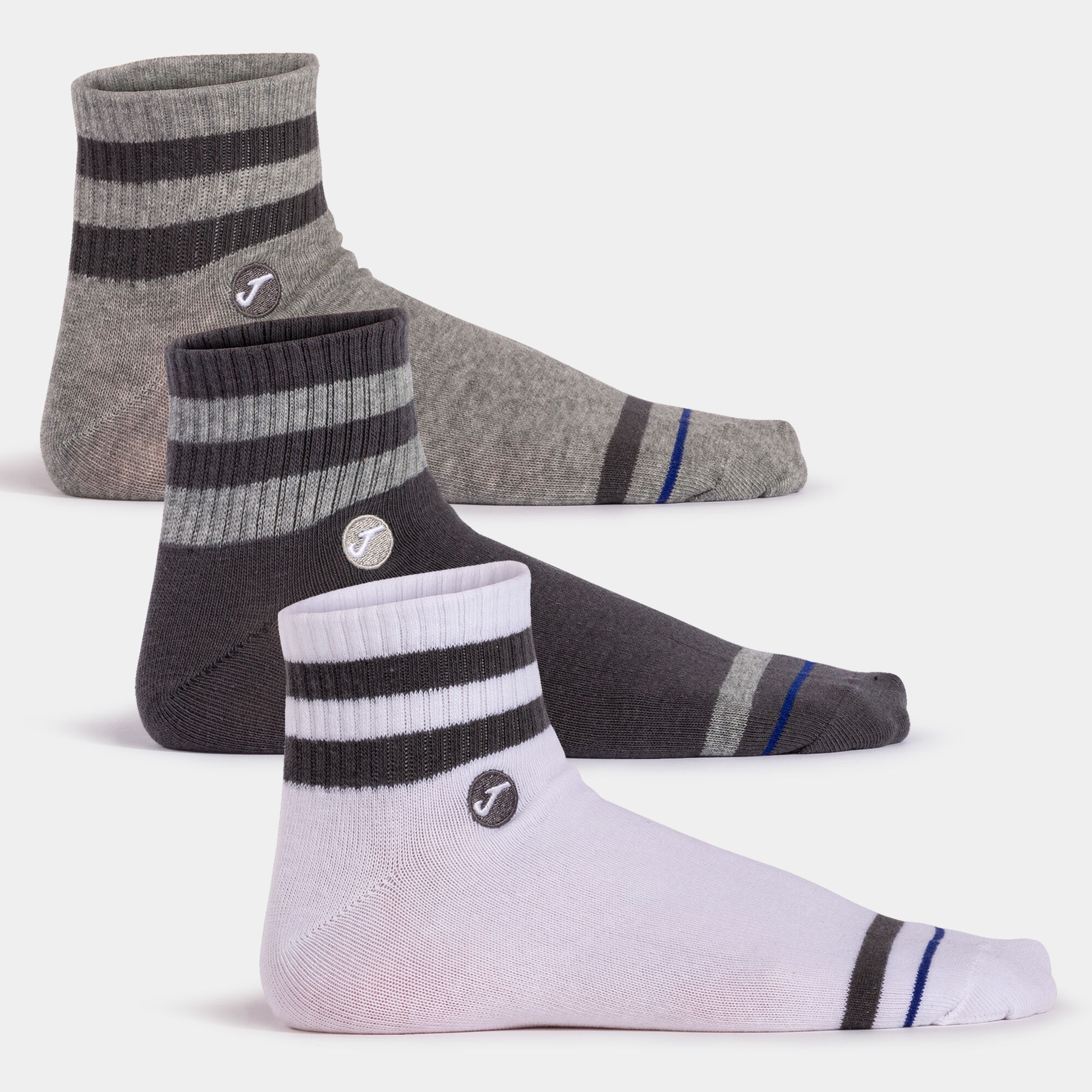 Socken frau Stripe weiß melange-grau