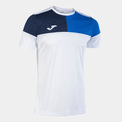 Maglia a manica corta uomo Crew V bianco blu reale