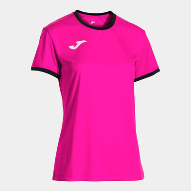 Maglia a manica corta donna COMBI PREMIUM rosa fluorescente nero