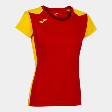 Shirt short sleeve woman Record II red yellow