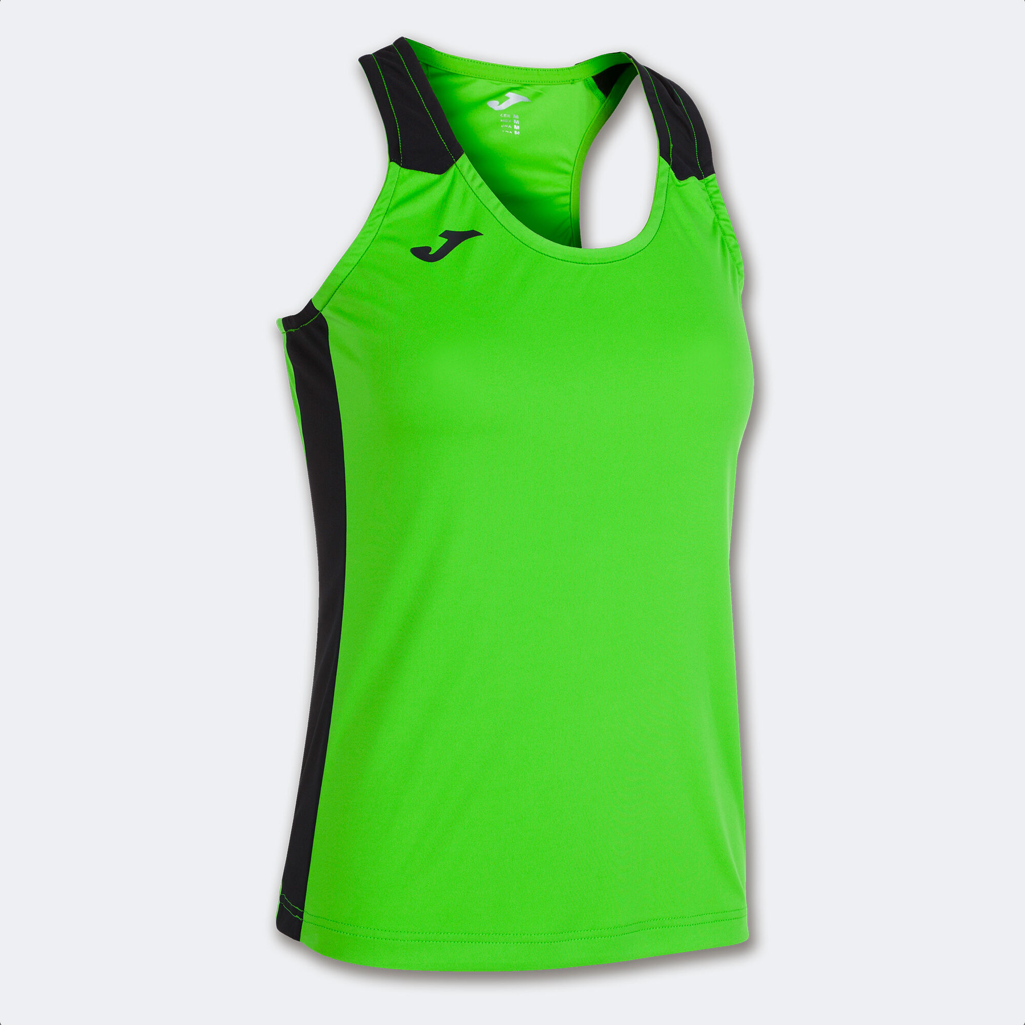 Koszulka na ramiączkach kobiety Record II fluorescencyjny zielony czarny