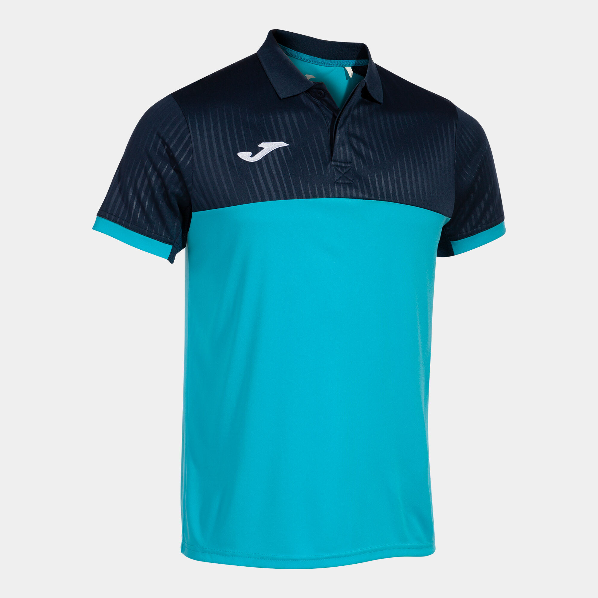 Polo manches courtes homme Montreal turquoise fluo bleu marine