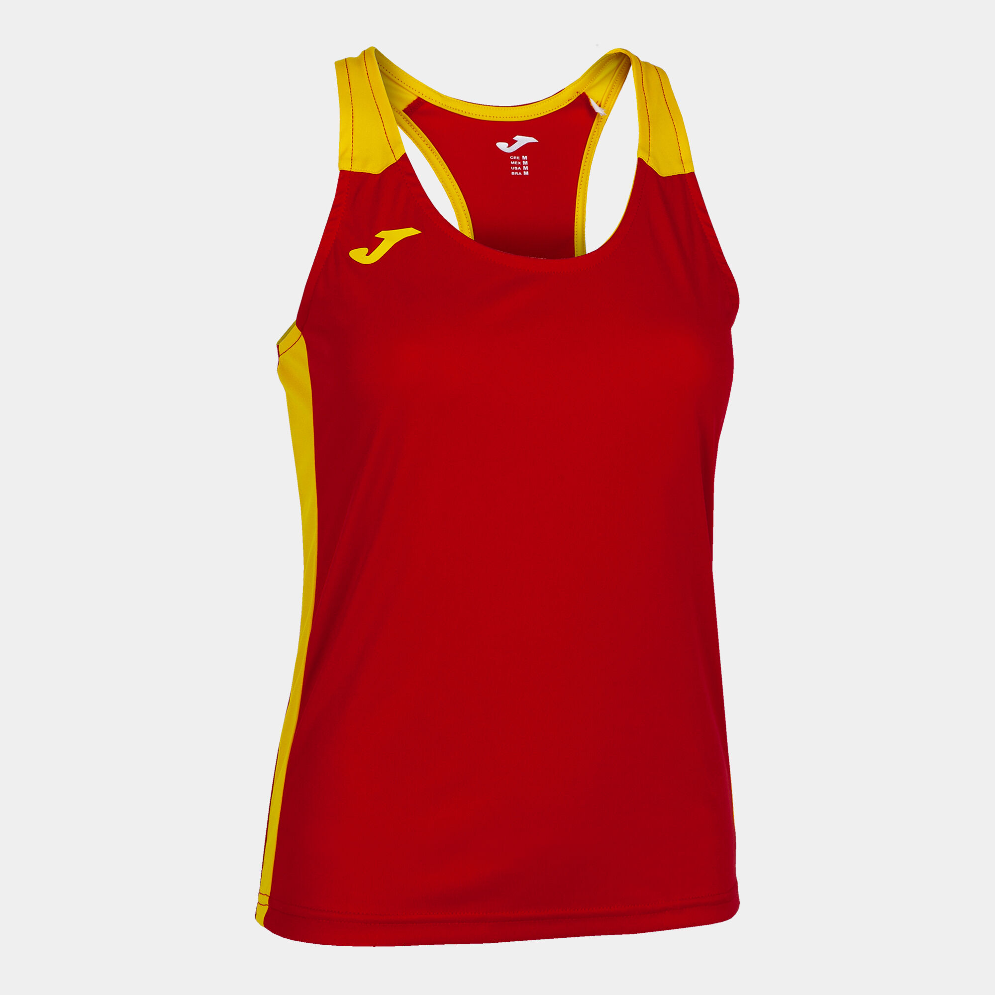 Schulterriemen-shirt frau Record II rot gelb
