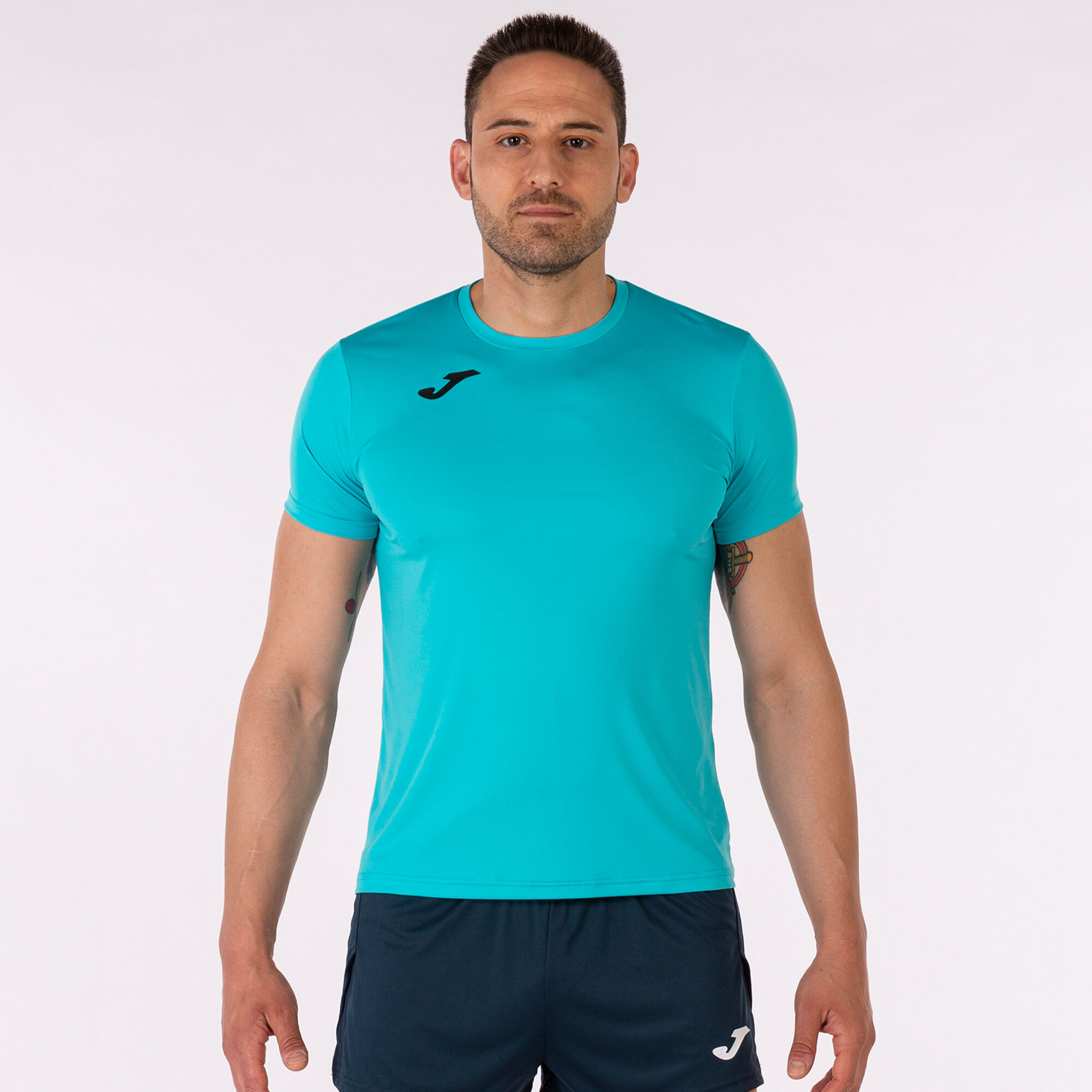 T-shirt manga curta homem Record II azul-turquesa fluorescente
