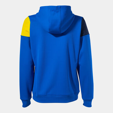 Hooded jacket woman Crew V royal blue yellow