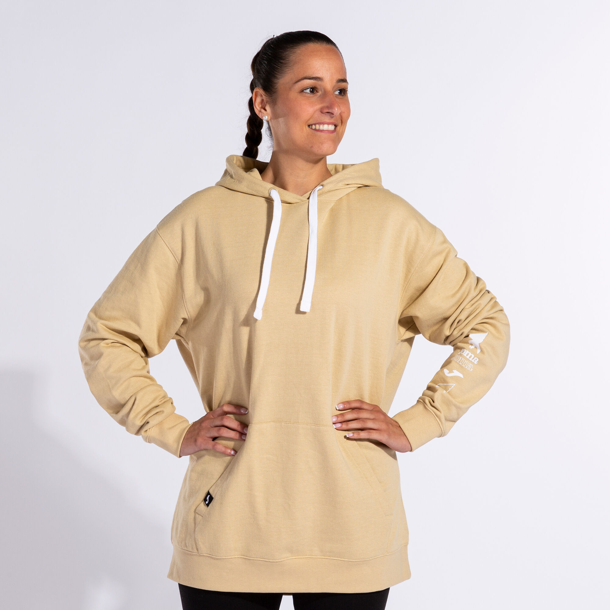 Felpa con cappuccio donna Urban Street beige JOMA