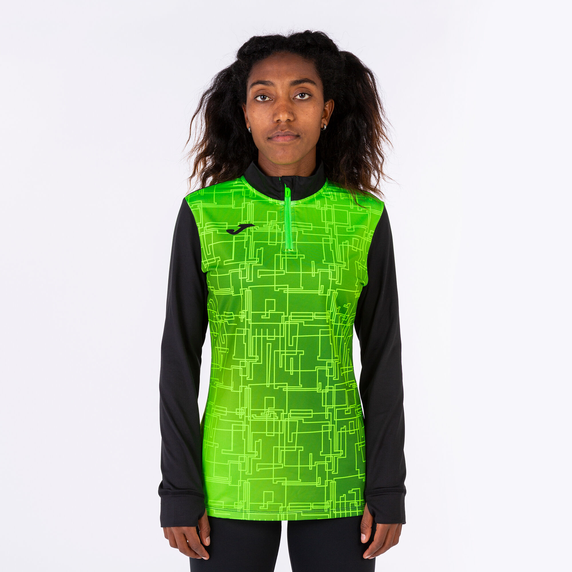 Sweatshirt woman Elite VIII black fluorescent green