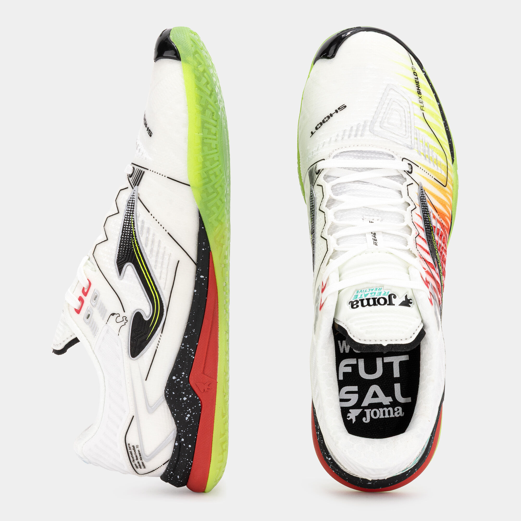 Futsal shoes Regate Reactive 25 indoor white yellow red | JOMA®