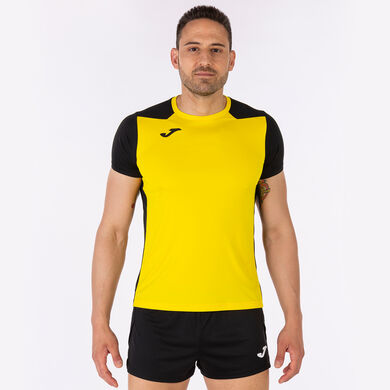 T-shirt manga curta homem Record II amarelo preto