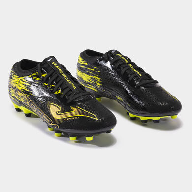 Botas fútbol Supercopa 23 terreno firme FG negro amarillo flúor