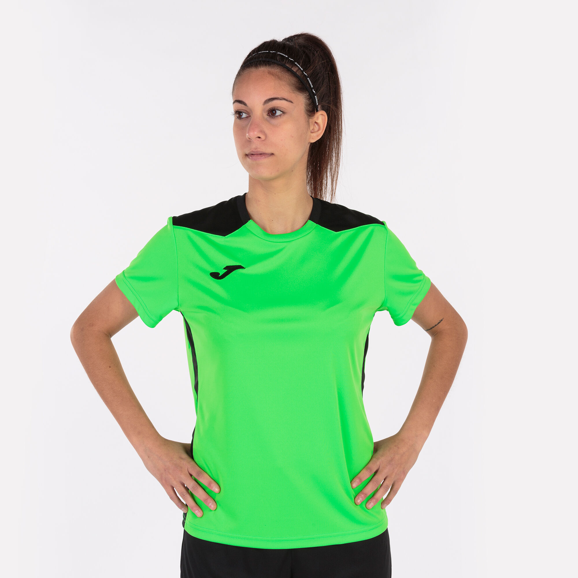 T-shirt manga curta mulher Championship VI verde fluorescente preto