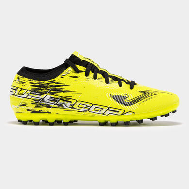 Botas fútbol Supercopa 23 césped artificial AG amarillo flúor negro