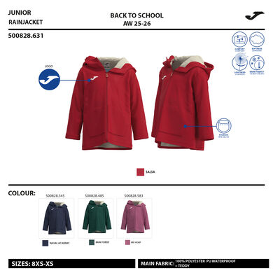 Chubasquero unisex Joma Kids rojo
