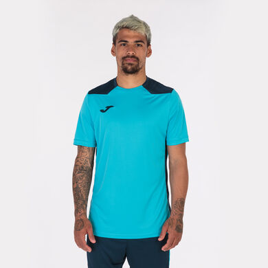 Maillot manches courtes homme Championship VI turquoise fluo bleu marine