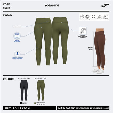 Legging long femme Indoor gym kaki