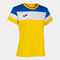 Maillot manches courtes femme Crew IV jaune bleu roi