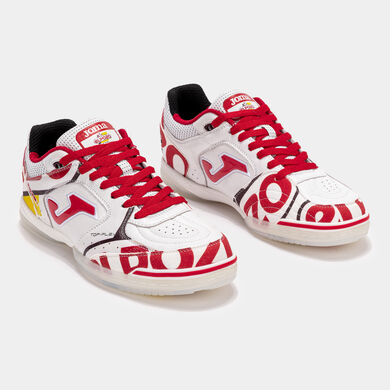 Pantofi sport fotbal &icirc;n sală Top Flex 26 indoor El Pozo alb roșu