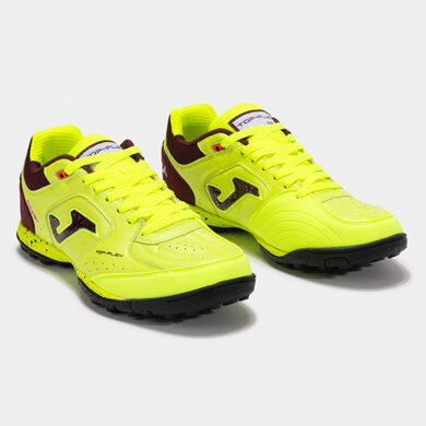 Botas fútbol Top Flex 25 moqueta - turf amarillo flúor morado