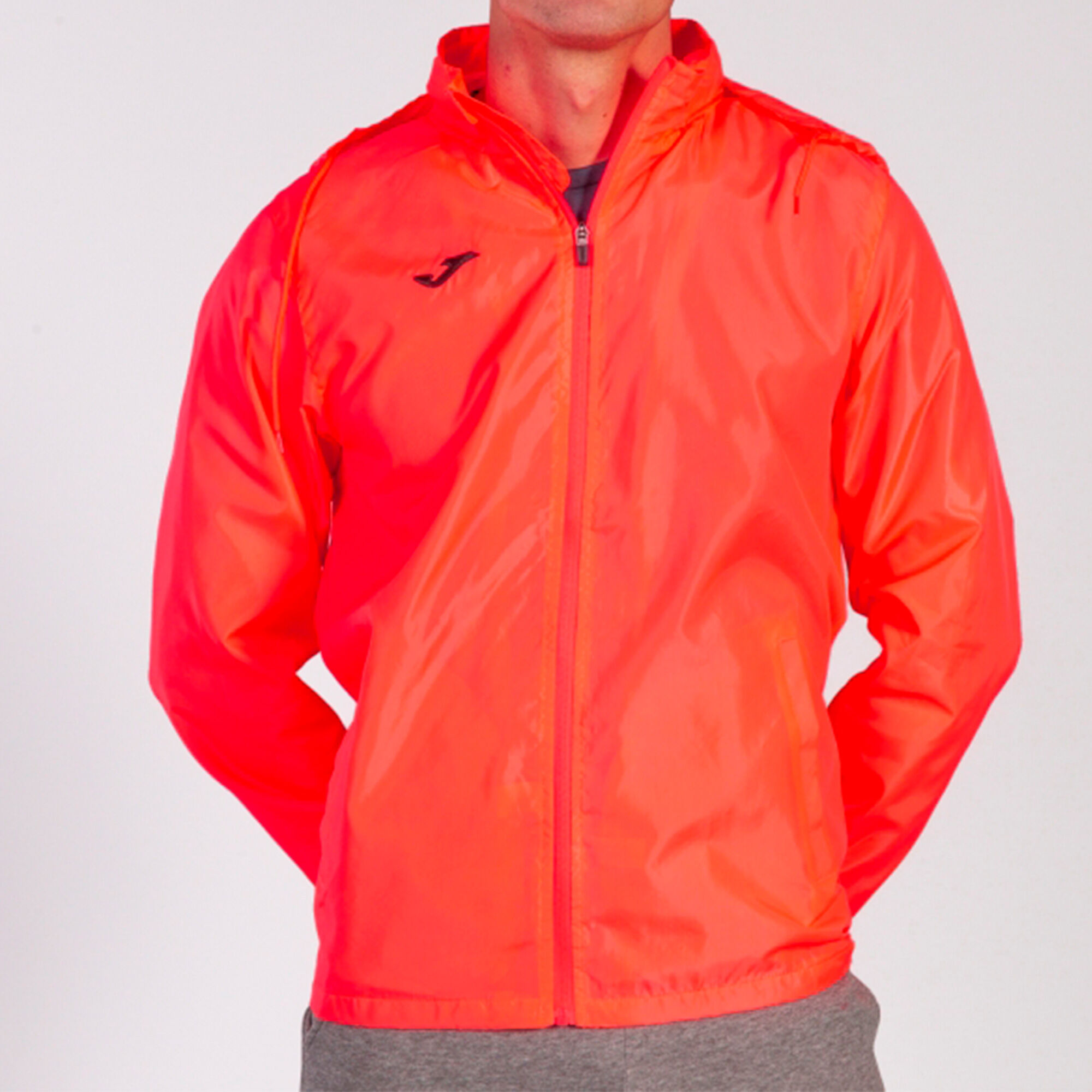 Rainjacket man Iris fluorescent coral